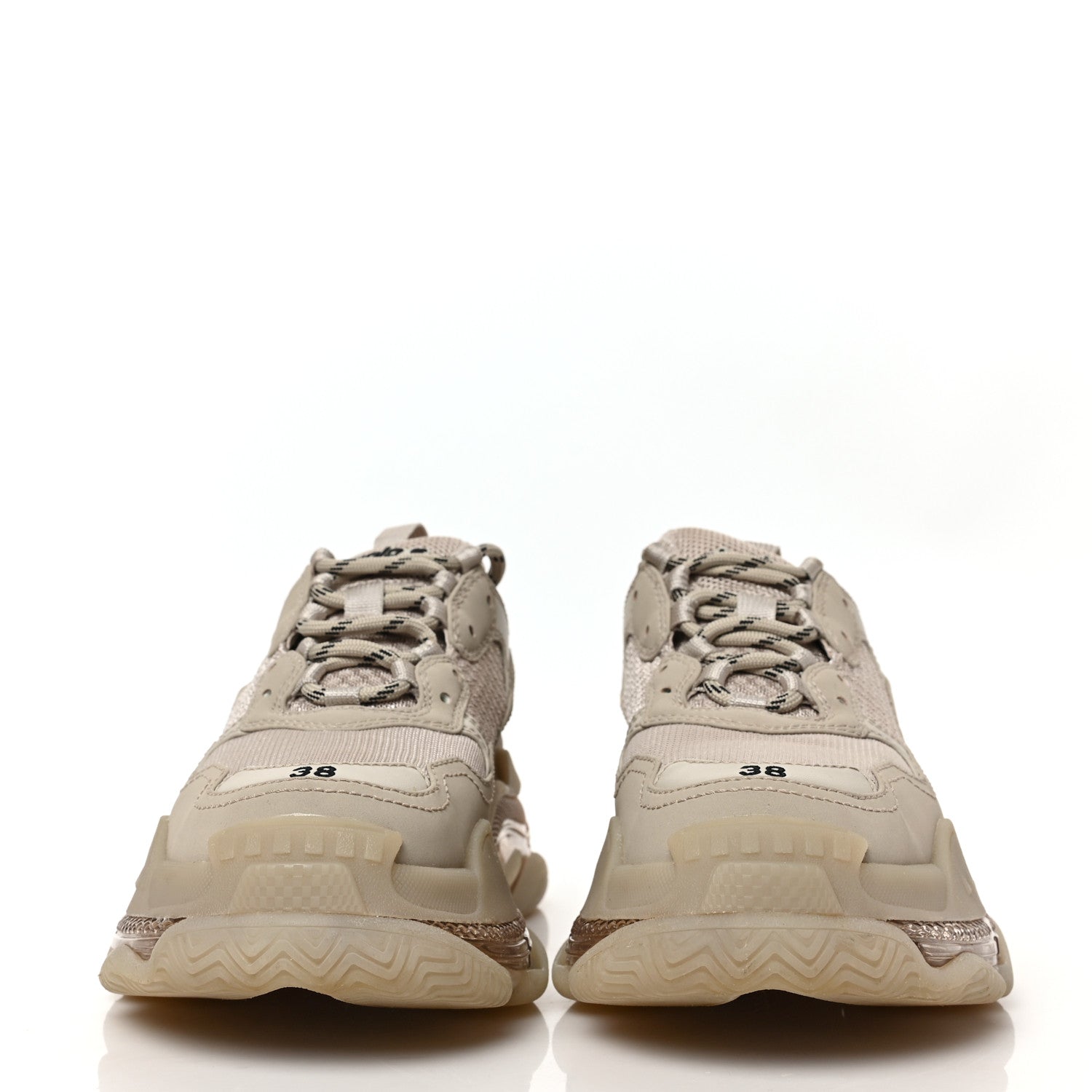 Balenciaga Fabric Mesh Clear Sole Womens Triple S Sneakers 38 Beige 2 of 6