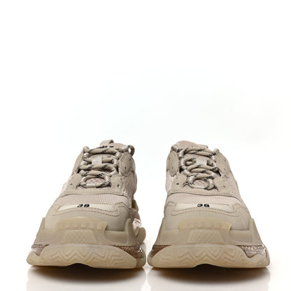 Balenciaga Fabric Mesh Clear Sole Womens Triple S Sneakers 38 Beige 2 of 6