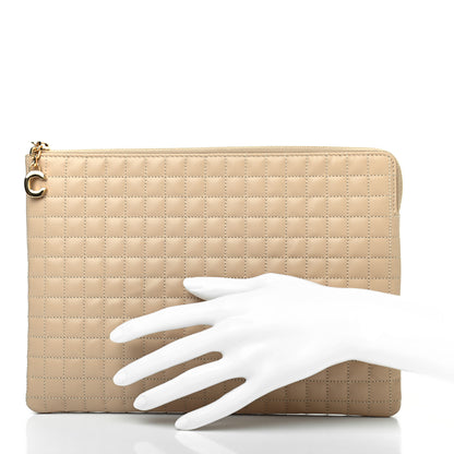 Celine Calfskin Quilted Zip Pouch Nude 2 of 8