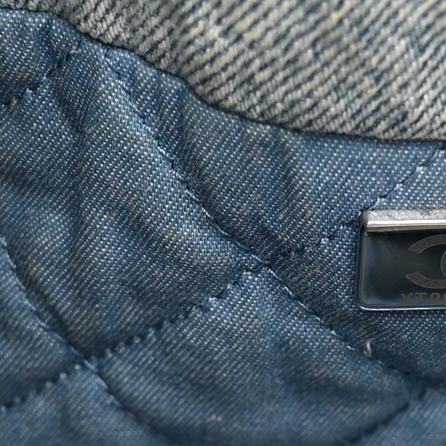 Denim Quilted Small Chanel 22 Blue