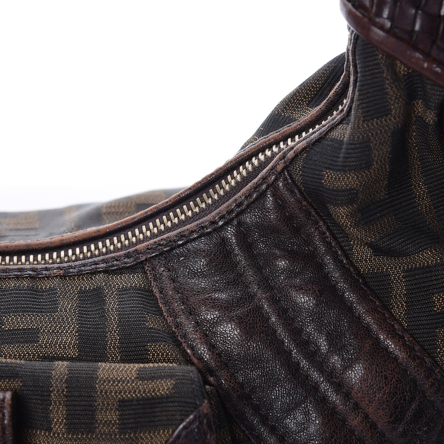 Fendi Zucca Nappa Nuvolata Vitello Tortuga Medium Spy Hobo Tobacco Moro 17 of 19