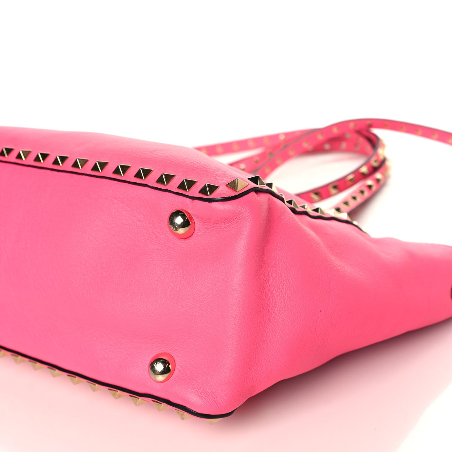 Vitello Small Rockstud Tote Fuxia Fluo