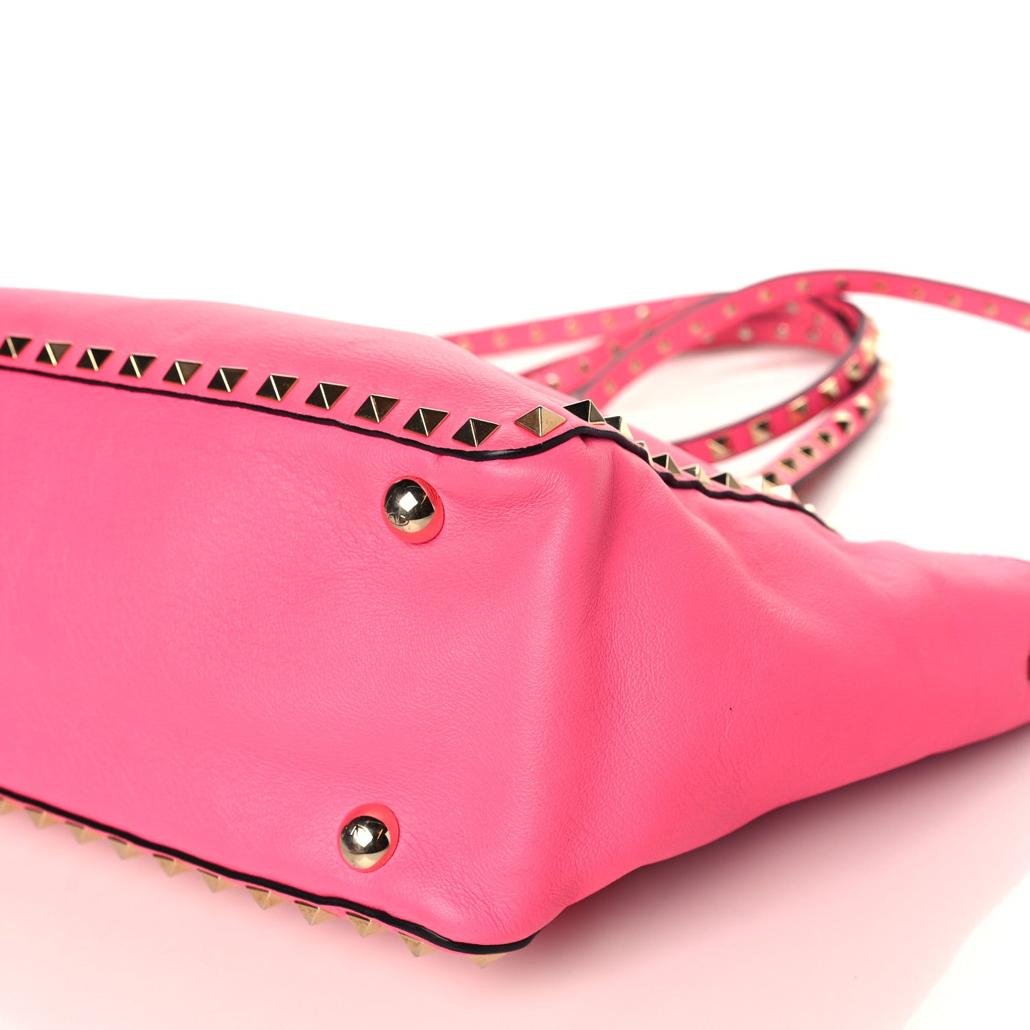 Valentino Garavani Vitello Small Rockstud Tote Fuxia Fluo 7 of 9