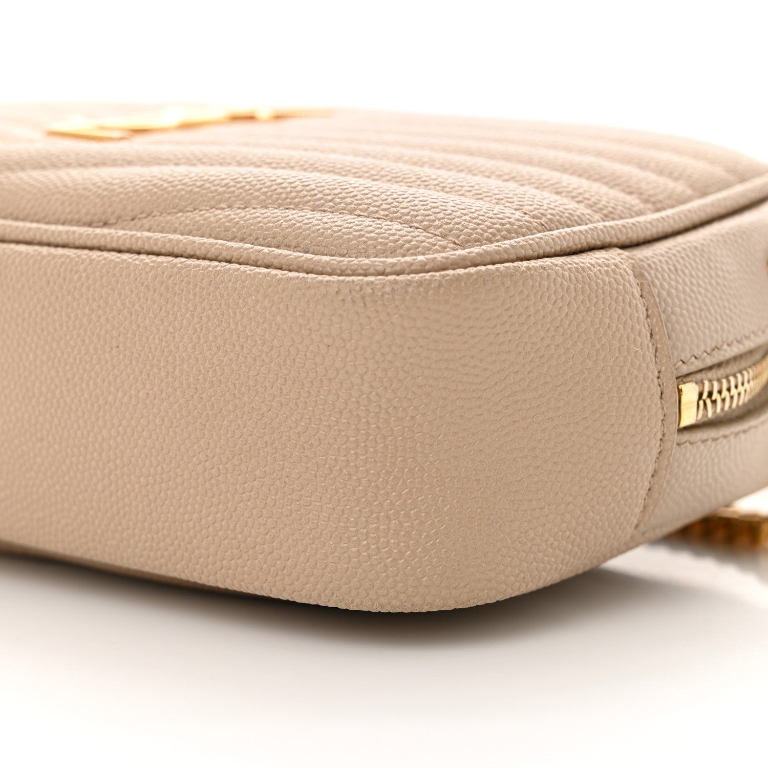 Saint Laurent Grain De Poudre Matelasse Monogram Mini Lou Camera Bag Dark Beige 10 of 16
