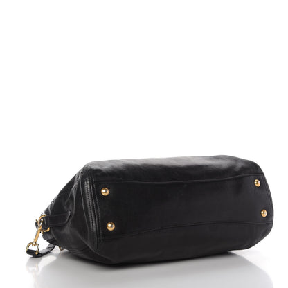 Prada Glace Calf Extra Wide Tote Black 4 of 17