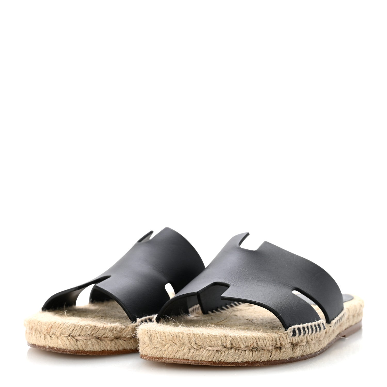 Hermes Calfskin Mens Antigua Espadrille Sandals 39 Black 4 of 11