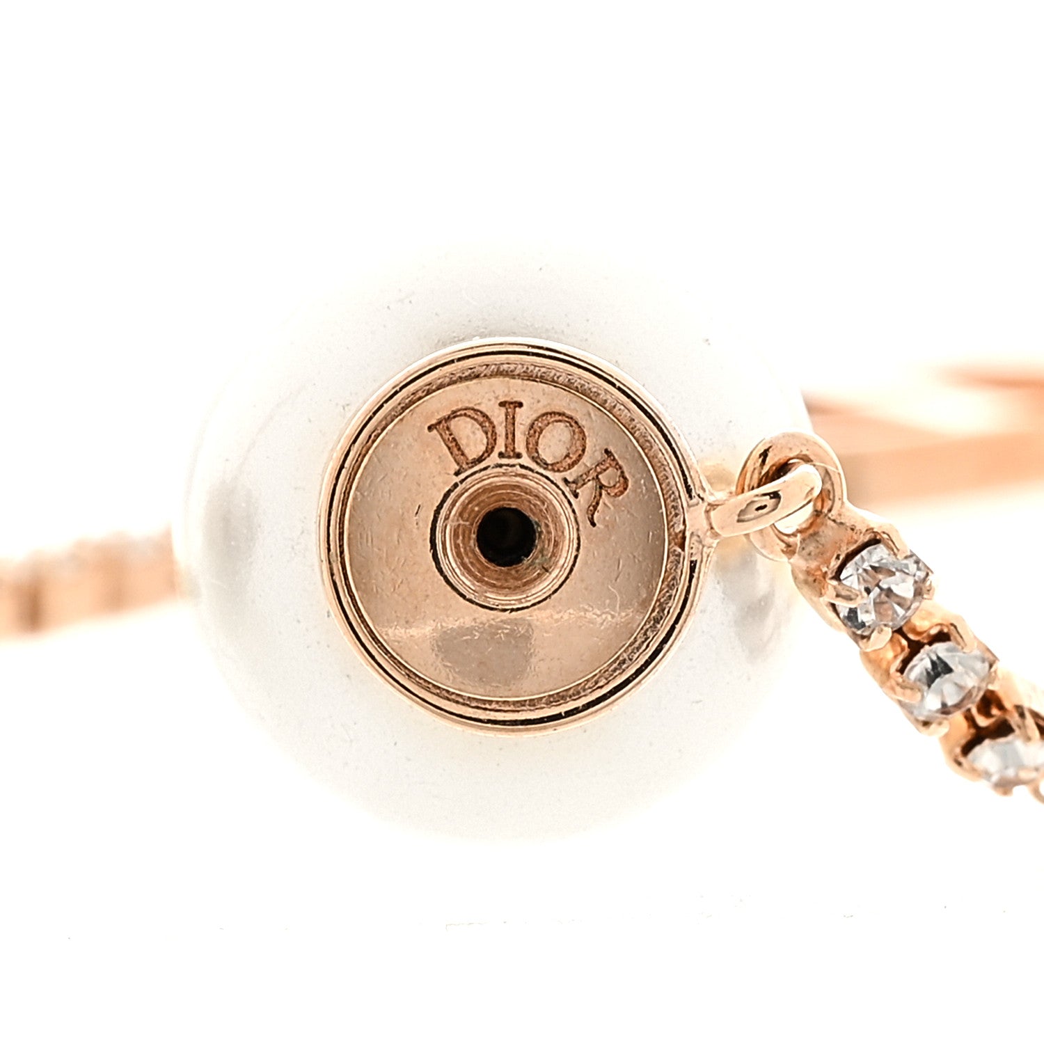 Christian Dior Pearl Crystal Star Tribale Dangle Chain Earrings Rose Gold 3 of 7