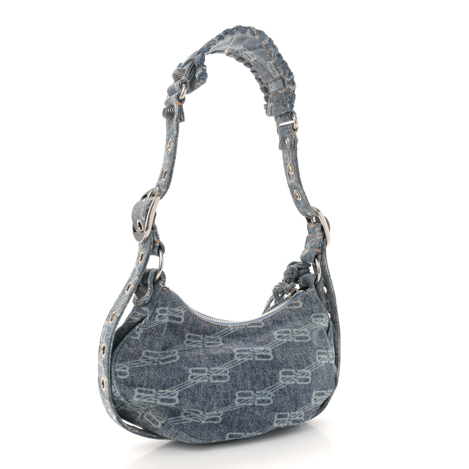 Balenciaga Denim BB Monogram Le Cagole Shoulder Bag XS Blue 4 of 12