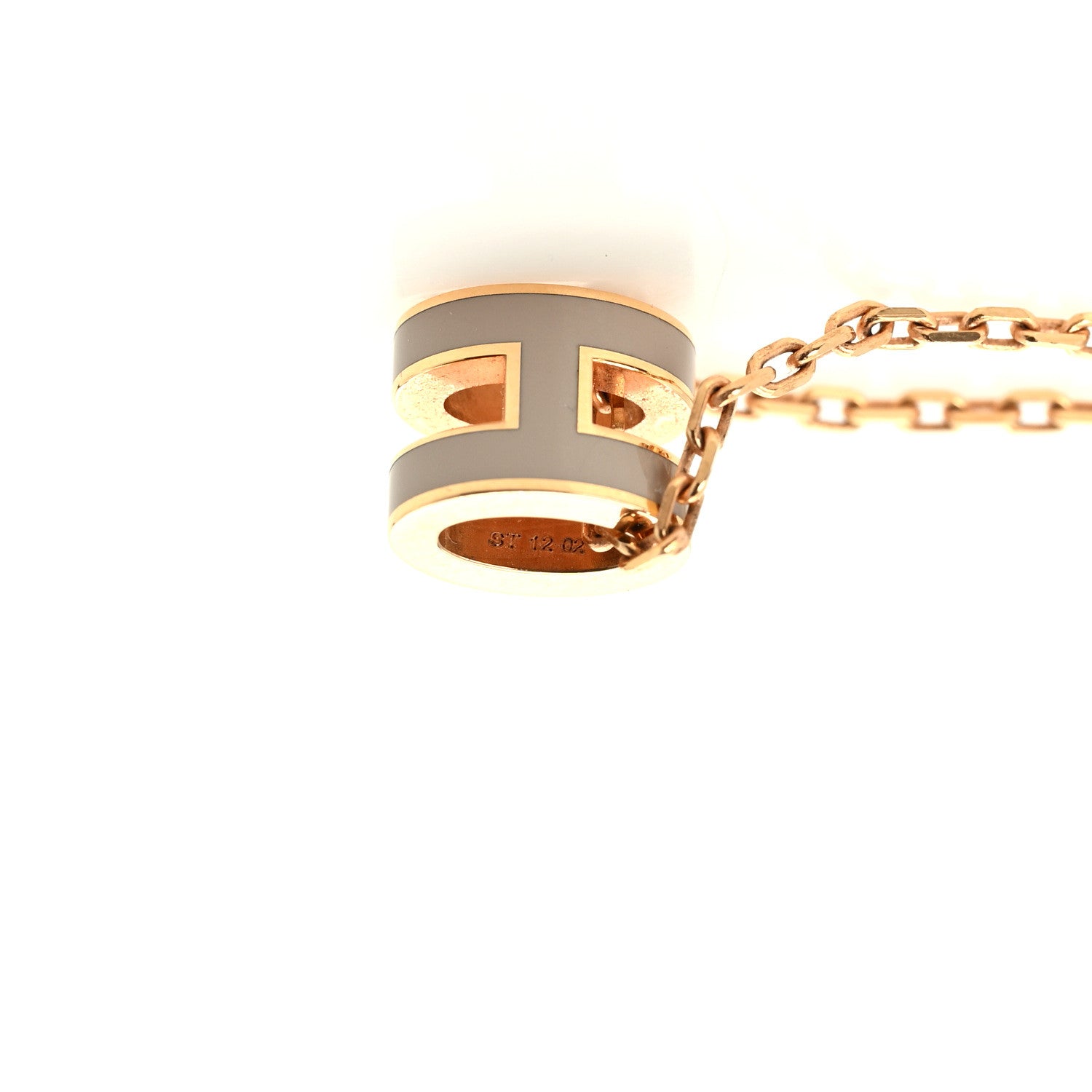 Hermes Lacquered Rose Gold Mini Pop H Pendant Necklace Marron Glace 5 of 7