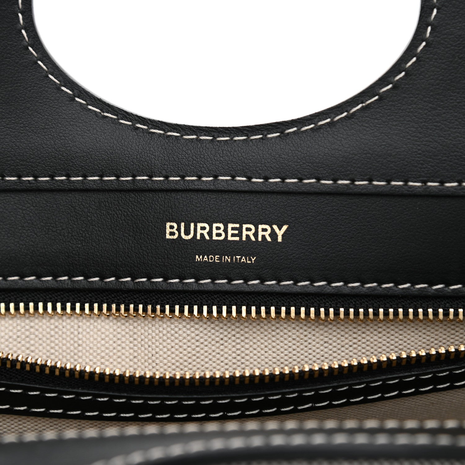 Burberry Smooth Calfskin Canvas Two Tone Mini Pocket Bag Black Tan 7 of 9