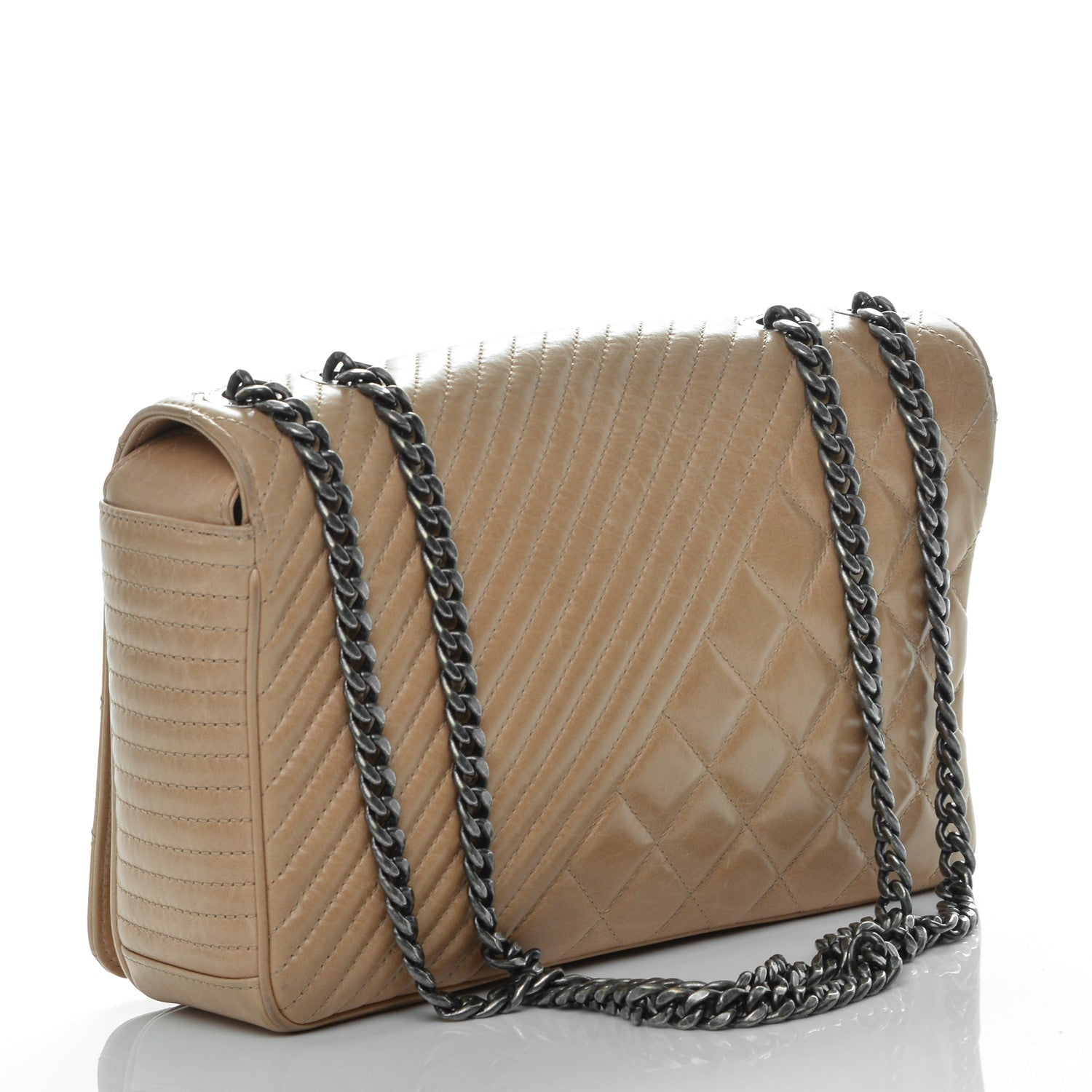 Chanel Glazed Calfskin Quilted Medium Coco Boy Flap Beige 3 of 8