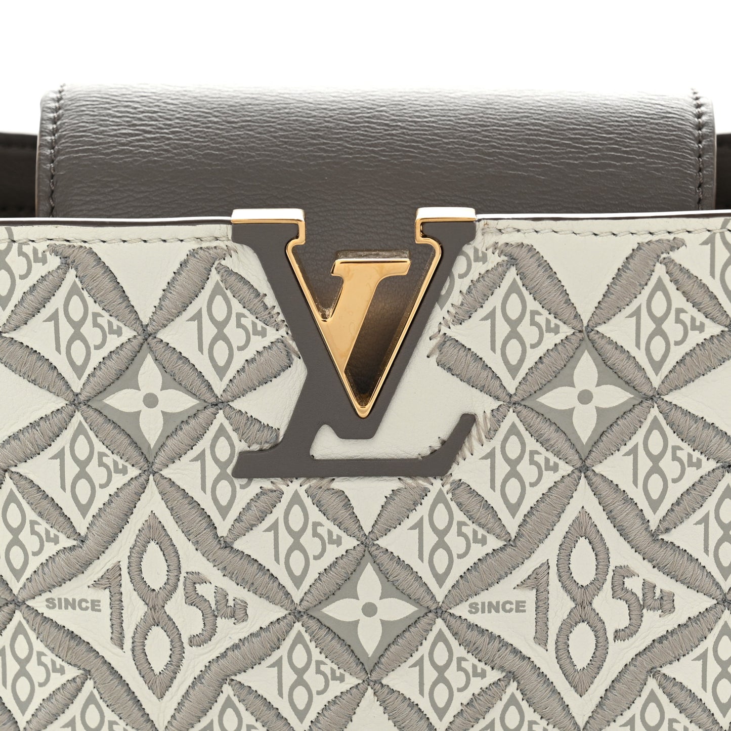 Calfskin Since 1854 Embroidered Capucines BB Ecru Taupe