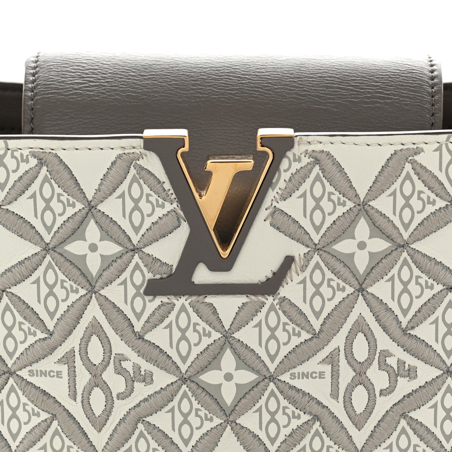 Louis Vuitton Calfskin Since 1854 Embroidered Capucines BB Ecru Taupe 8 of 10