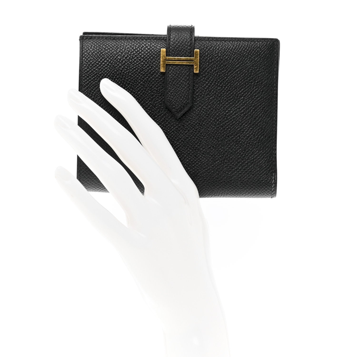 Hermes Epsom Bearn Compact Wallet Black 2 of 7