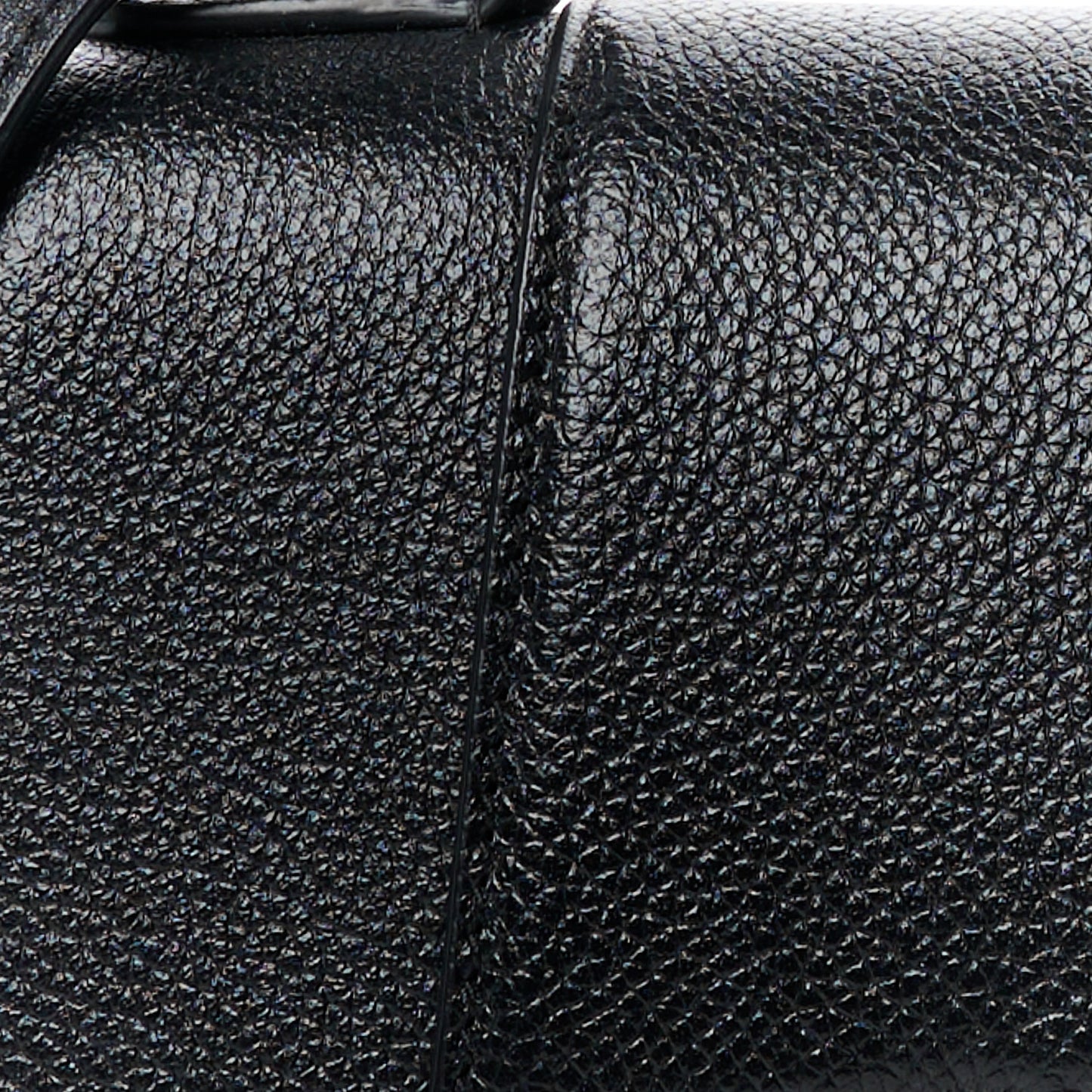 Grained Calfskin Hourglass Top Handle Bag XS Black