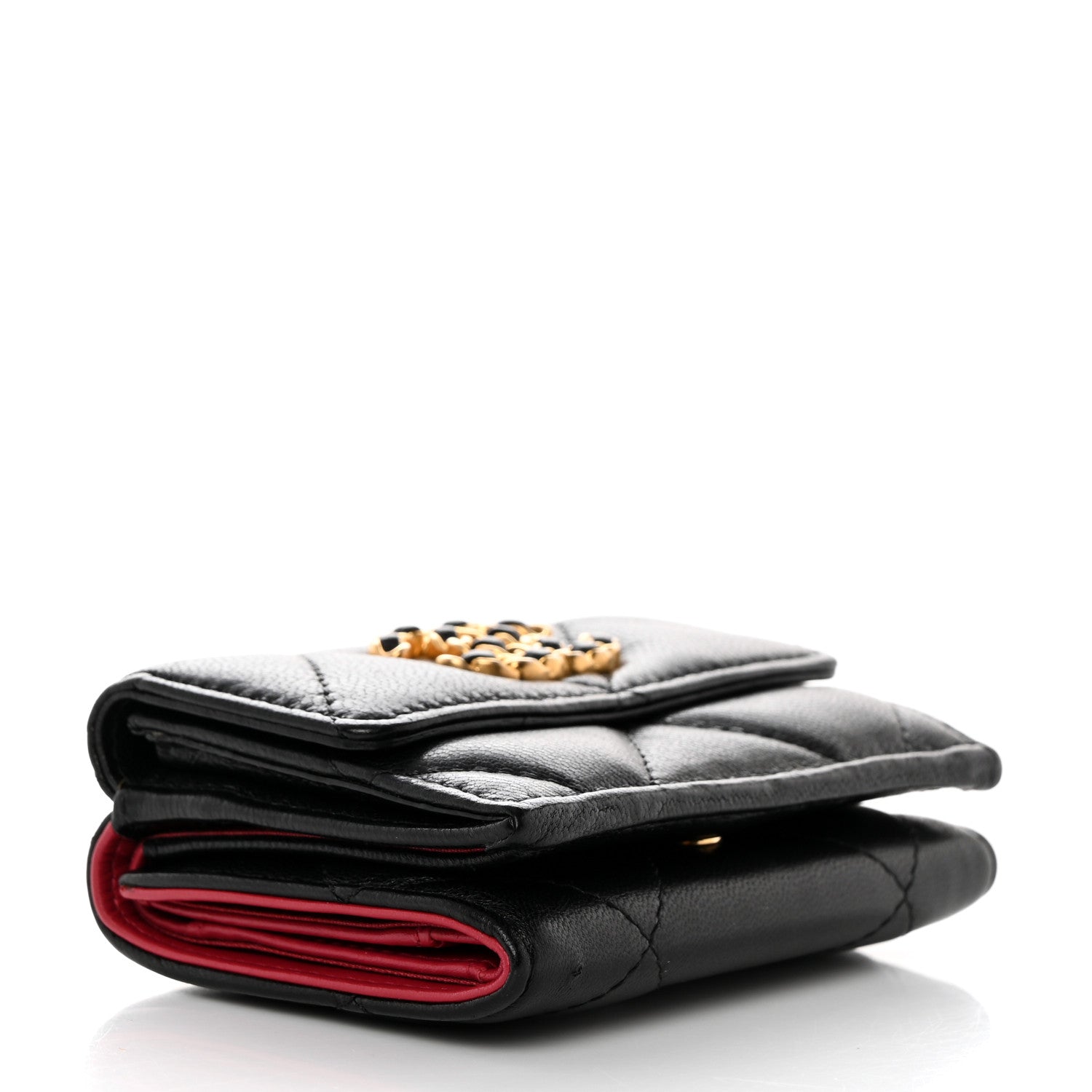 Chanel Lambskin Quilted Chanel 19 Small Flap Wallet Black 4 of 9