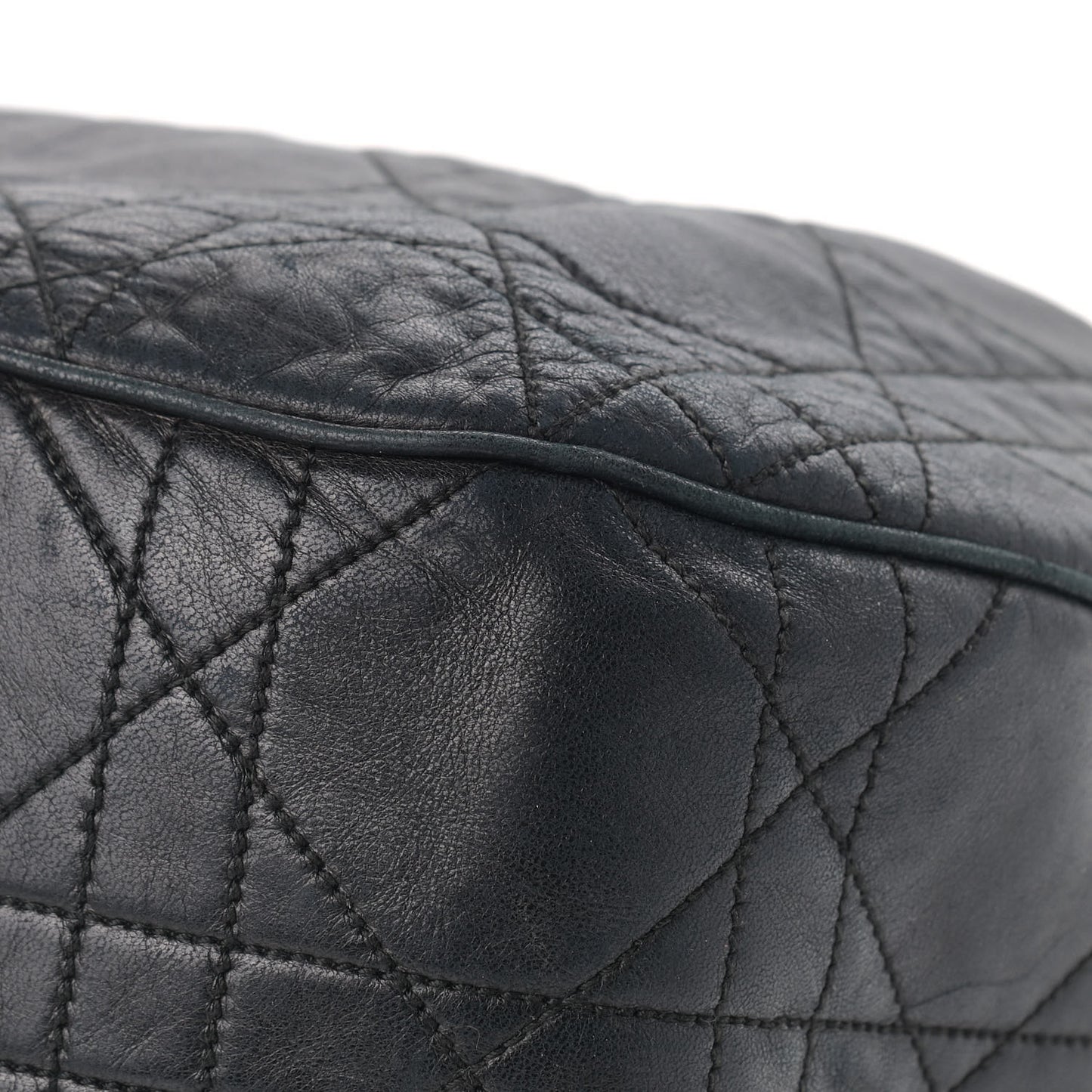 Lambskin Cannage Drawstring Bag Black