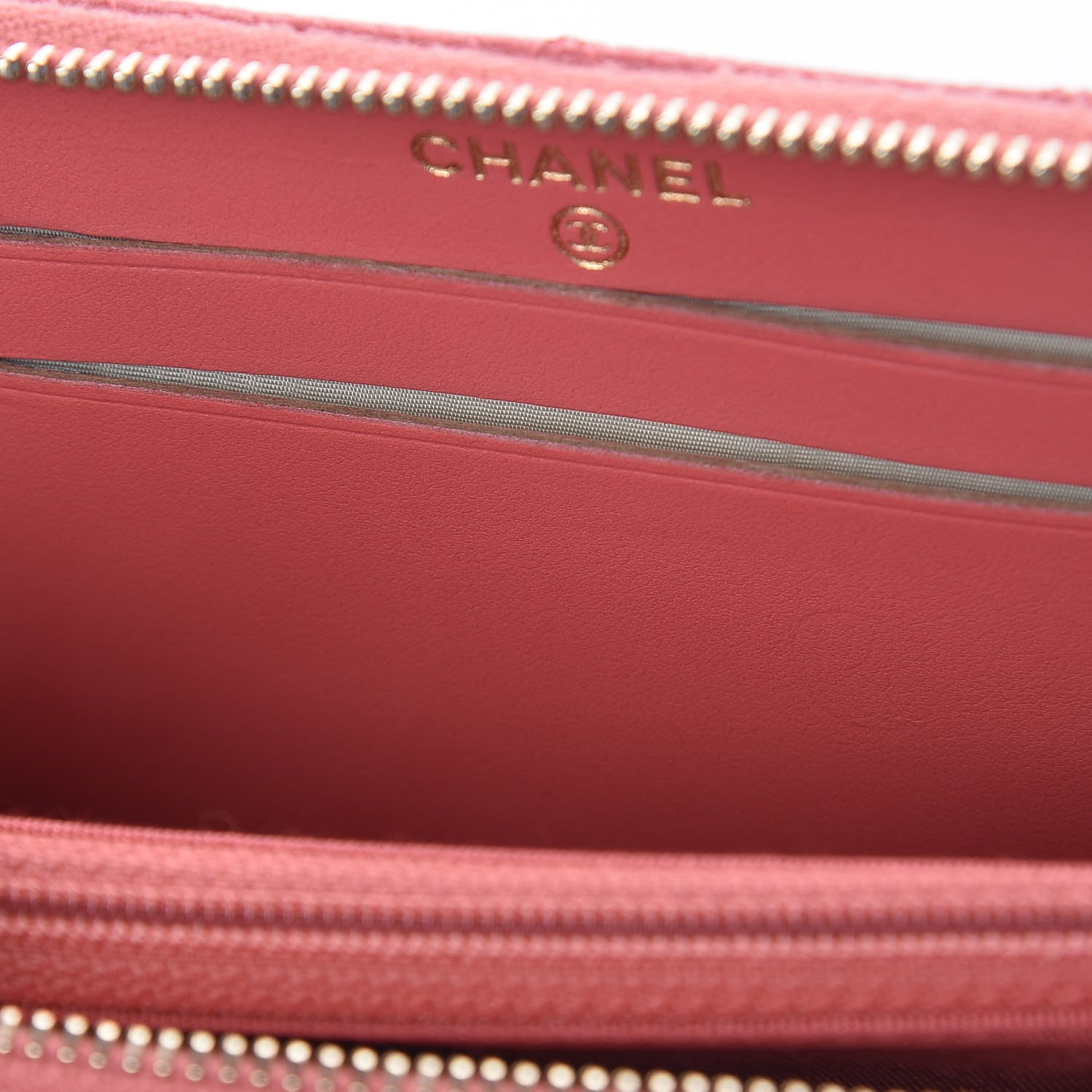 Chanel Metallic Caviar Quilted Small Zip Around Wallet Pink 11 of 12