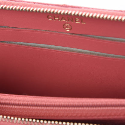 Chanel Metallic Caviar Quilted Small Zip Around Wallet Pink 11 of 12