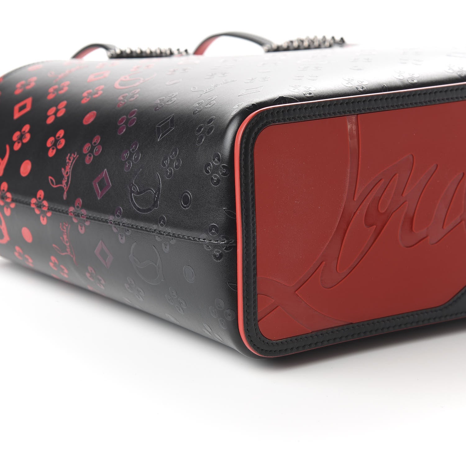 Christian Louboutin Perforated Calfskin Degrade Loubinthesky East West Cabata Tote Black Red 8 of 9