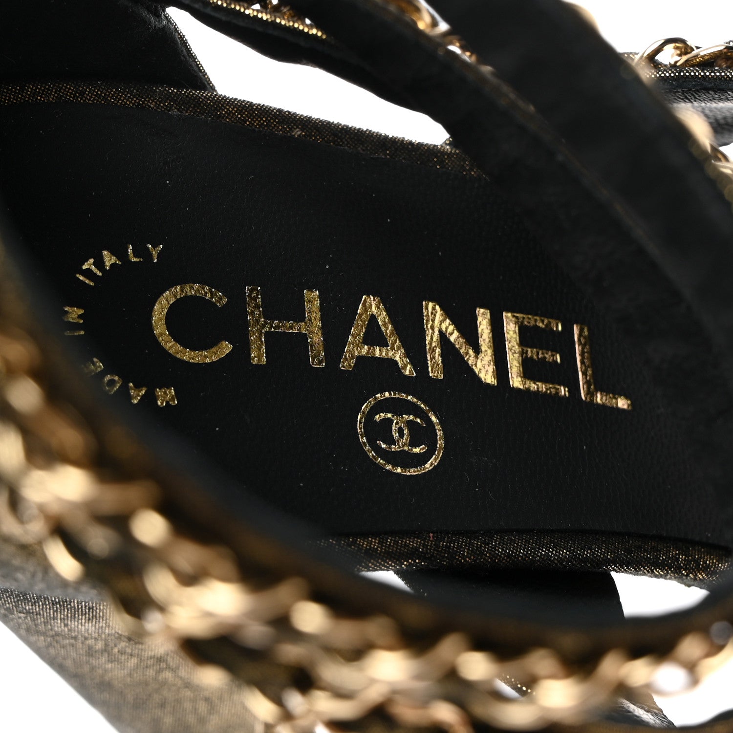 Chanel Suede Laminated Lambskin Gladiator Chain Sandals 41 Dark Gold 6 of 9