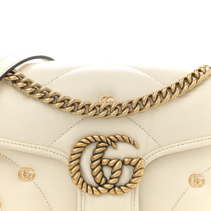 Gucci Calfskin Matelasse Double G Studs Small Torchon GG Marmont Shoulder Bag Mystic White 8 of 10