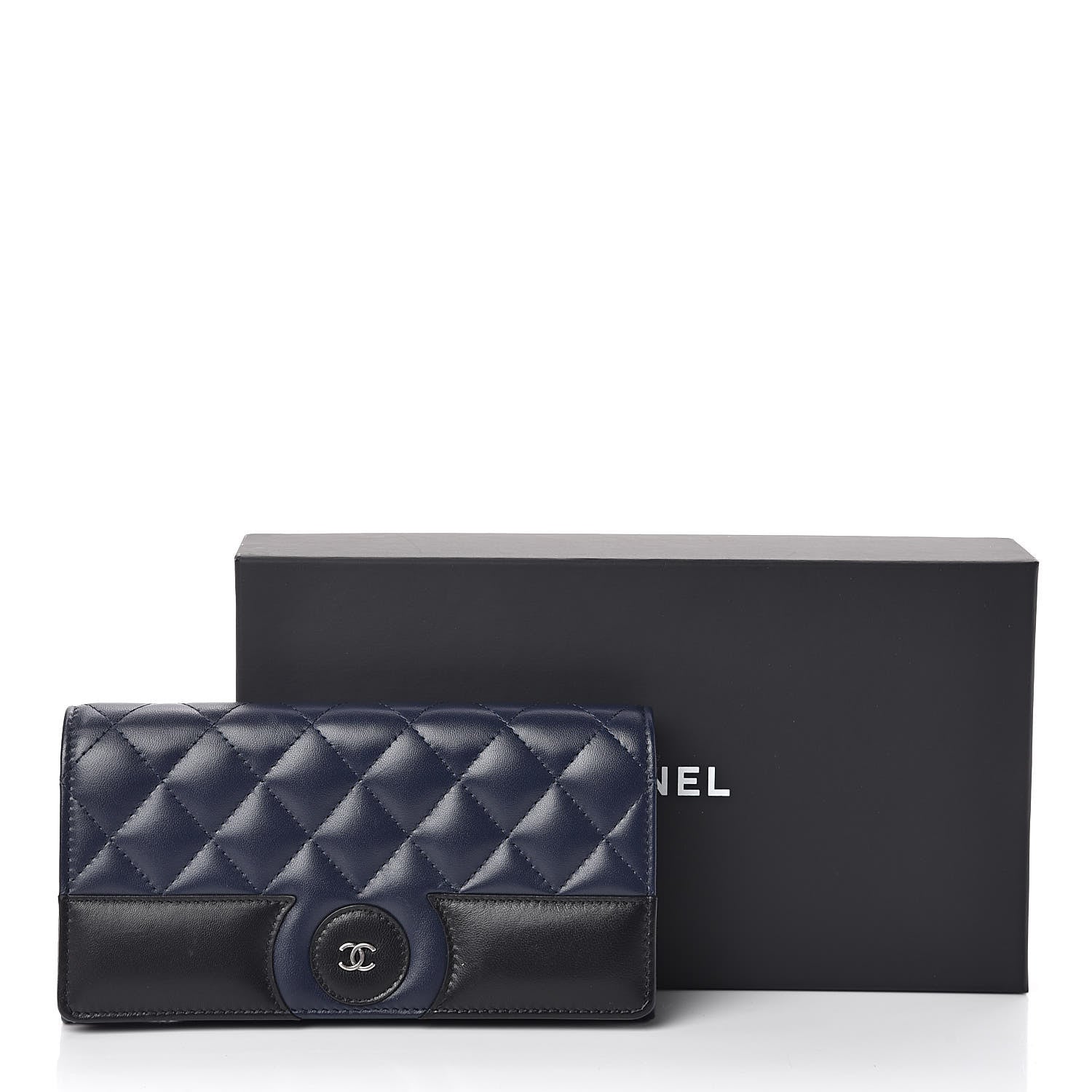 Chanel Lambskin Quilted Large Gusset Flap Wallet Navy Black 9 of 9