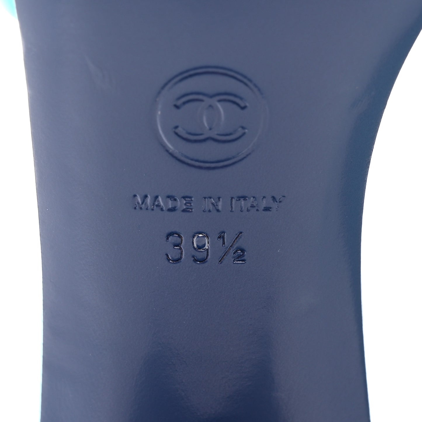 Patent Calfskin CC Mules 39.5 Turquoise