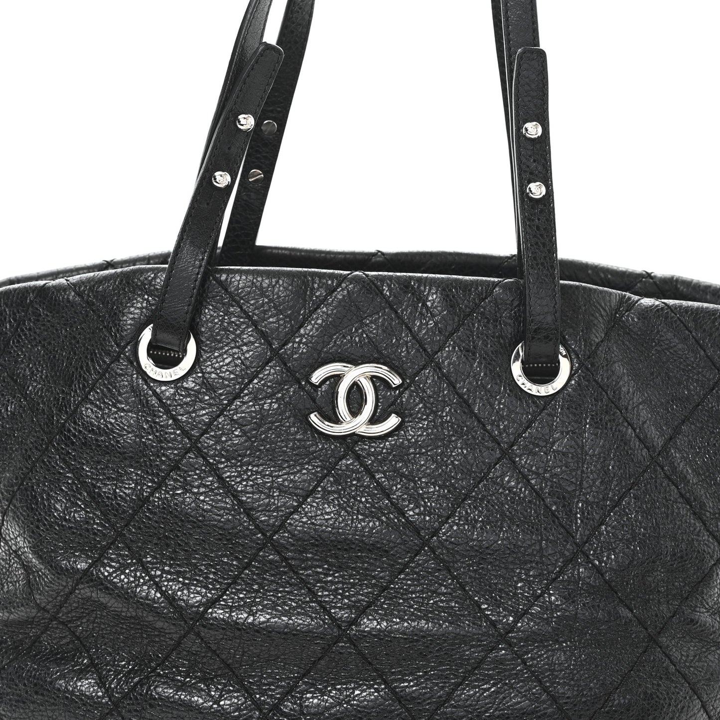 Glazed Calfskin Large On The Road Tote Black