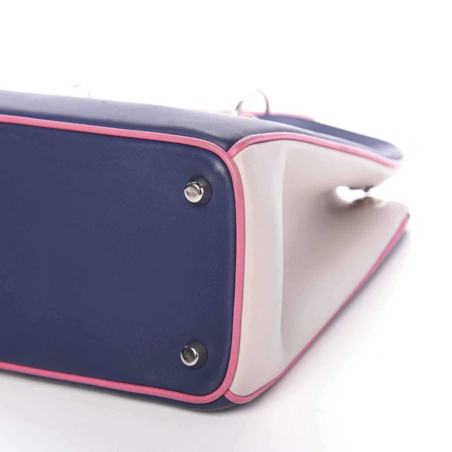 Christian Dior Smooth Calfskin Medium Tri-Color Diorissimo Bag Navy Pink 10 of 11
