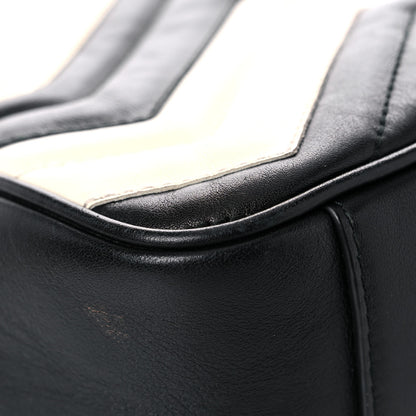 Gucci Calfskin Matelasse Medium GG Marmont Shoulder Bag Black White 11 of 24
