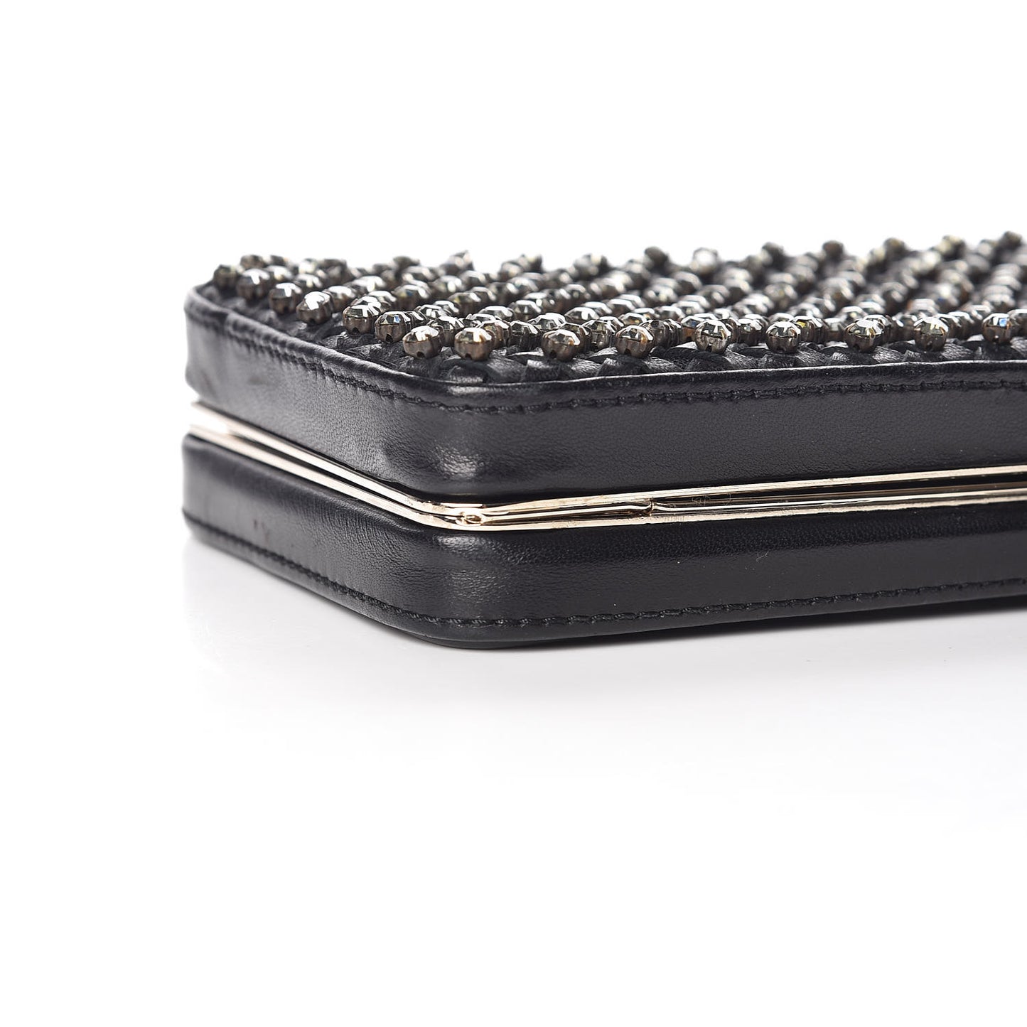 Nappa Crystal Embellished Secrets Minaudiere Clutch Black
