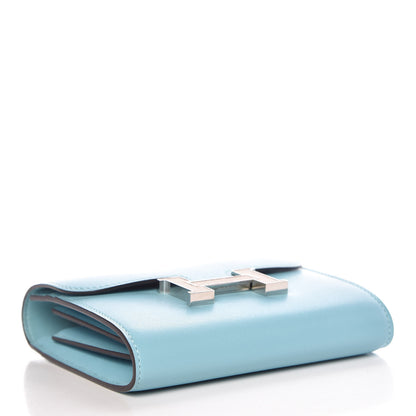 Hermes Tadelakt Lizard Constance Short Wallet Bleu Atoll Ficelle 4 of 8
