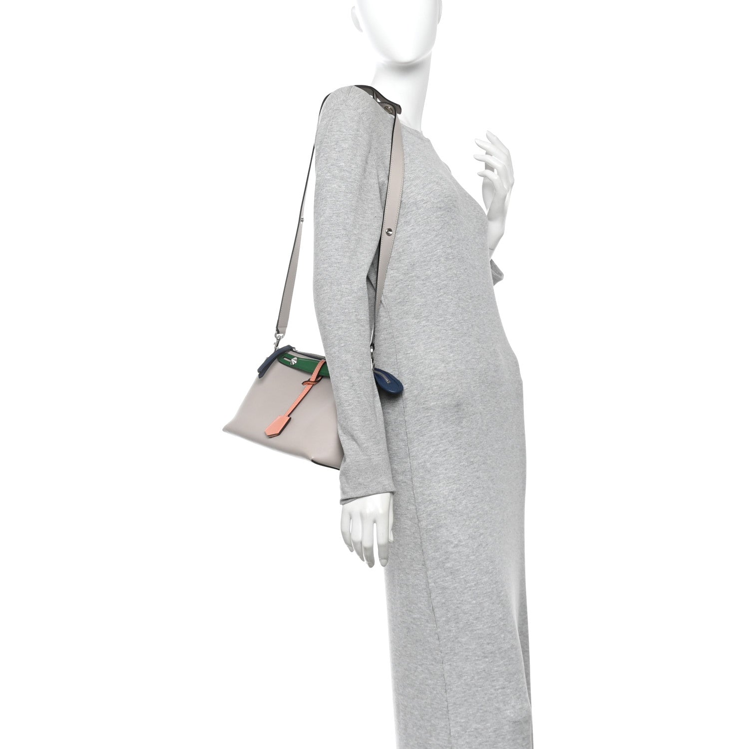 Fendi Vitello Dolce 4 Color Medium By The Way Boston Bag Grigio Polvere Emerald Multicolor 2 of 10