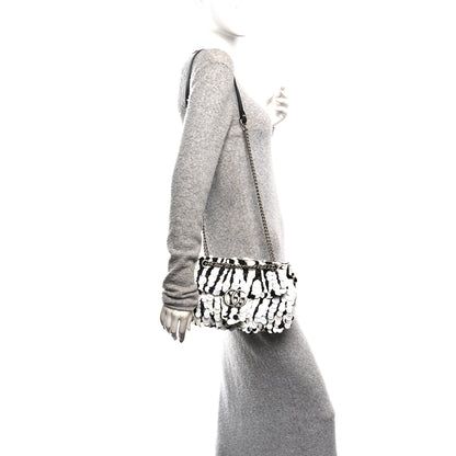 Gucci Satin Sequin Beaded Zebra Small GG Marmont Shoulder Bag Black White 2 of 10