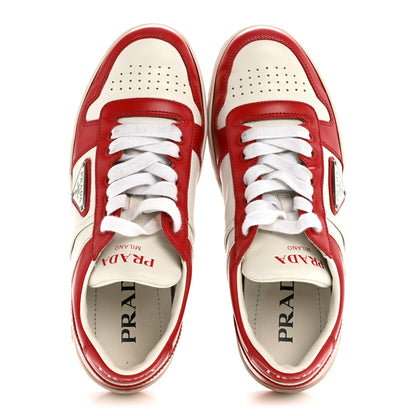 Prada Vitello Sport Spazzolato Rois Triangle Logo Womens Downtown Low Top 30mm Sneakers 38.5 White Lacca 2 of 11