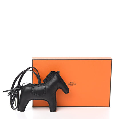 Hermes Milo Lambskin Grigri Rodeo Horse Bag Charm MM So Black 5 of 5