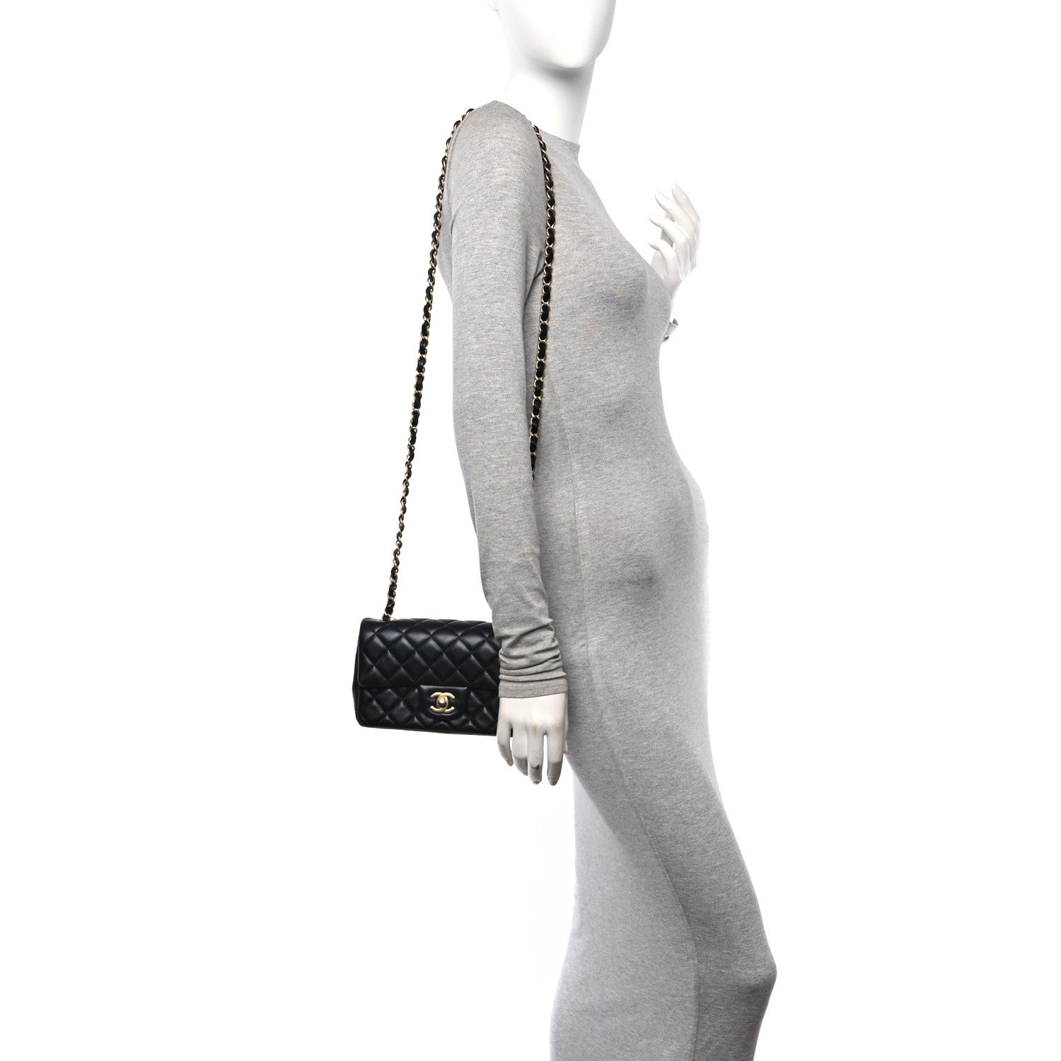 Chanel Lambskin Quilted Mini Rectangular Flap Black 3 of 13