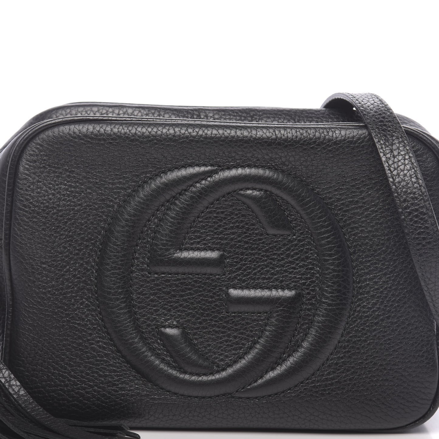 Pebbled Calfskin Small Soho Disco Bag Black