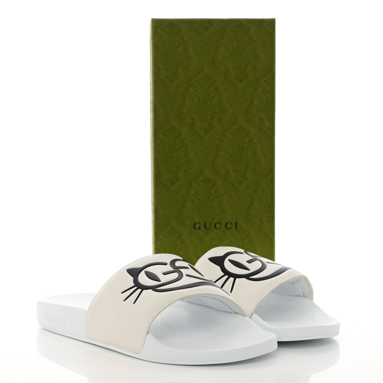 Gucci Nappa Interlocking G Cat Womens Pursuit Slide Sandals 41 Great White 11 of 11