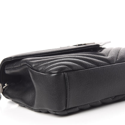 Saint Laurent Sheepskin Matelasse Chevron Monogram Medium College Bag Black 5 of 11