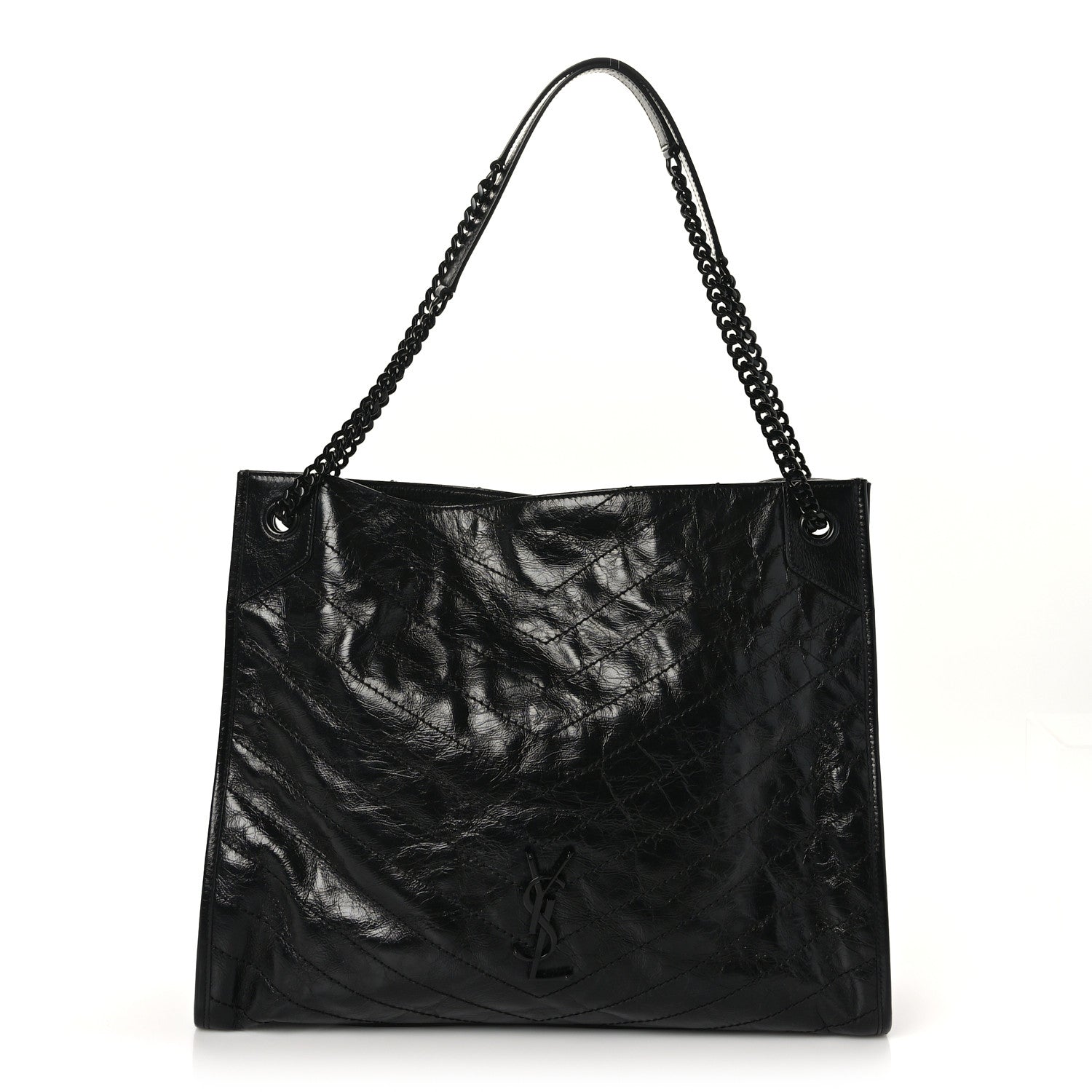 Saint Laurent Crinkled Calfskin Matelasse Monogram Large Niki Shopper Tote Black 1 of 8