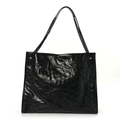 Saint Laurent Crinkled Calfskin Matelasse Monogram Large Niki Shopper Tote Black 1 of 8