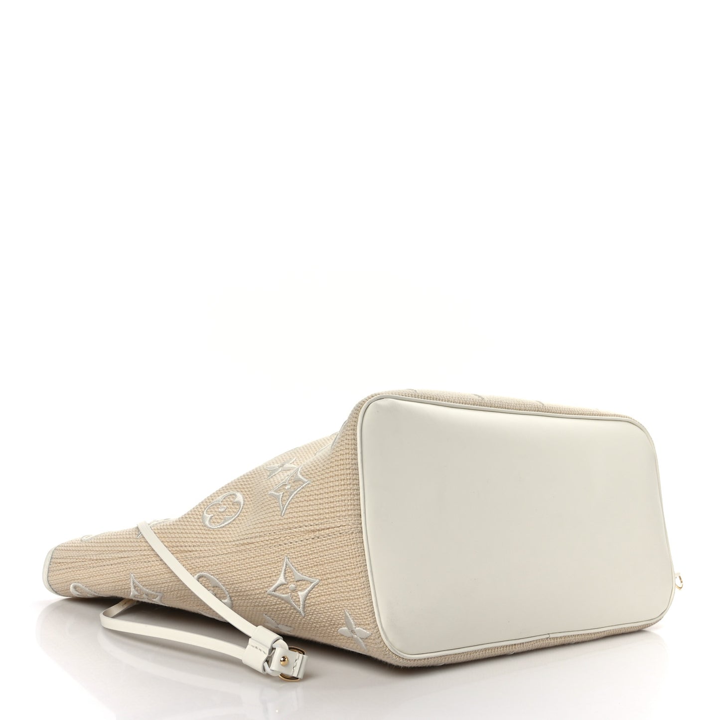 Cotton Monogram Embroidered Neverfull MM Beige White
