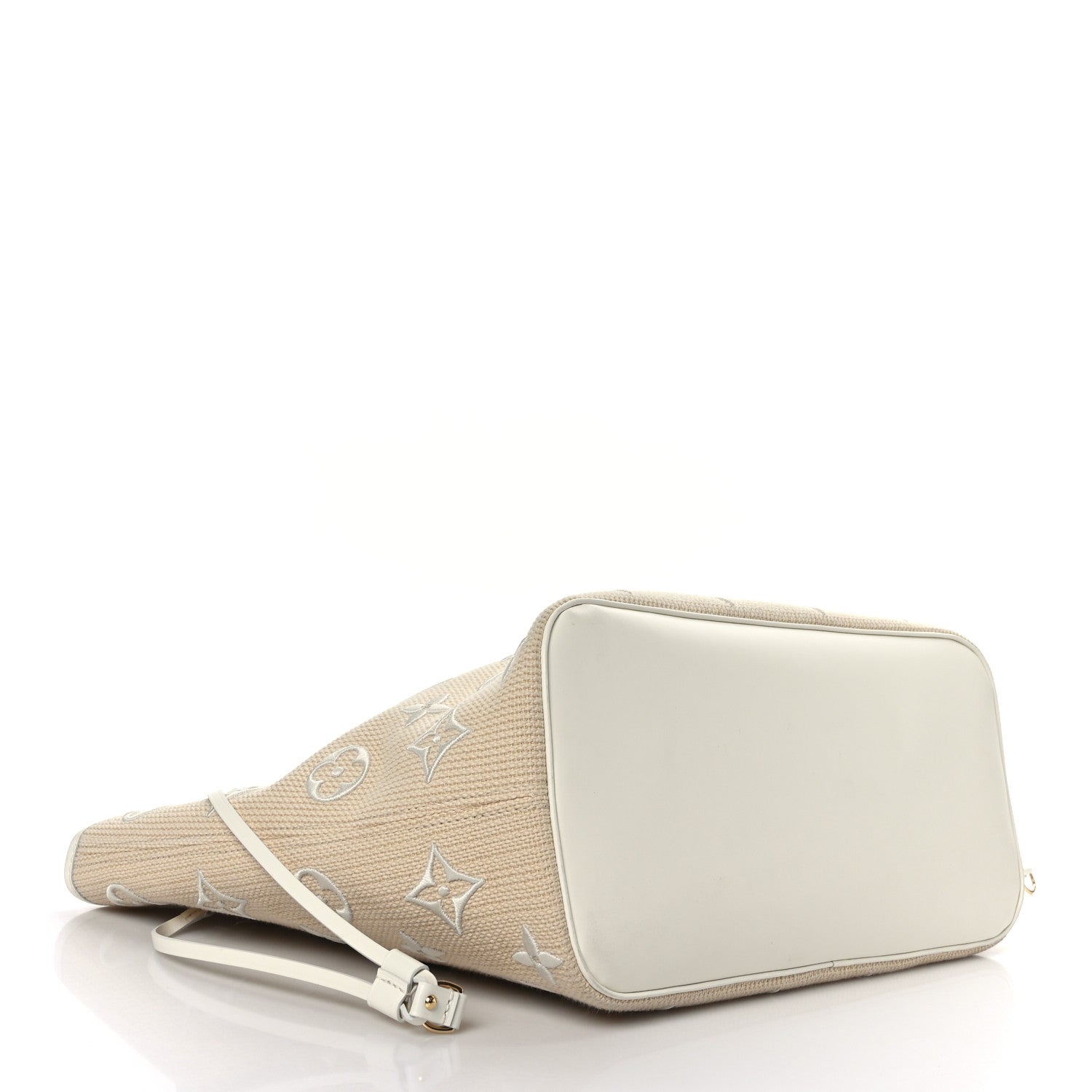 Louis Vuitton Cotton Monogram Embroidered Neverfull MM Beige White 4 of 8
