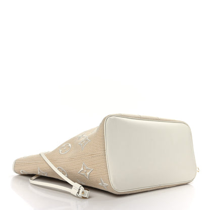 Louis Vuitton Cotton Monogram Embroidered Neverfull MM Beige White 4 of 8