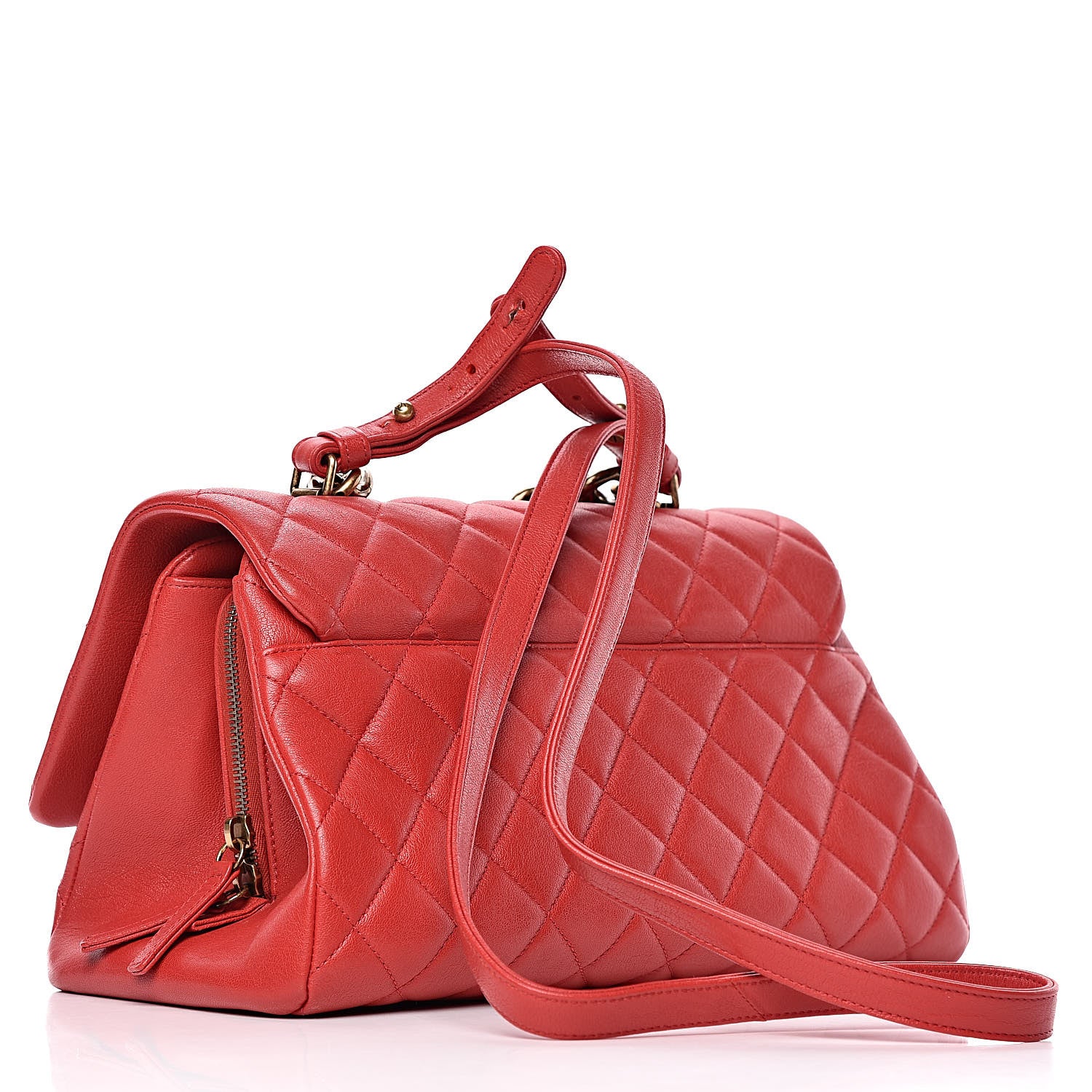 Chanel Shiny Sheepskin Quilted Large Trapezio Flap Red 3 of 12