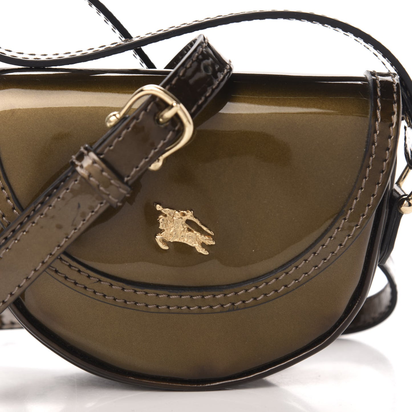 Patent Calfskin Georgie Mini Crossbody Bag Dark Nickel