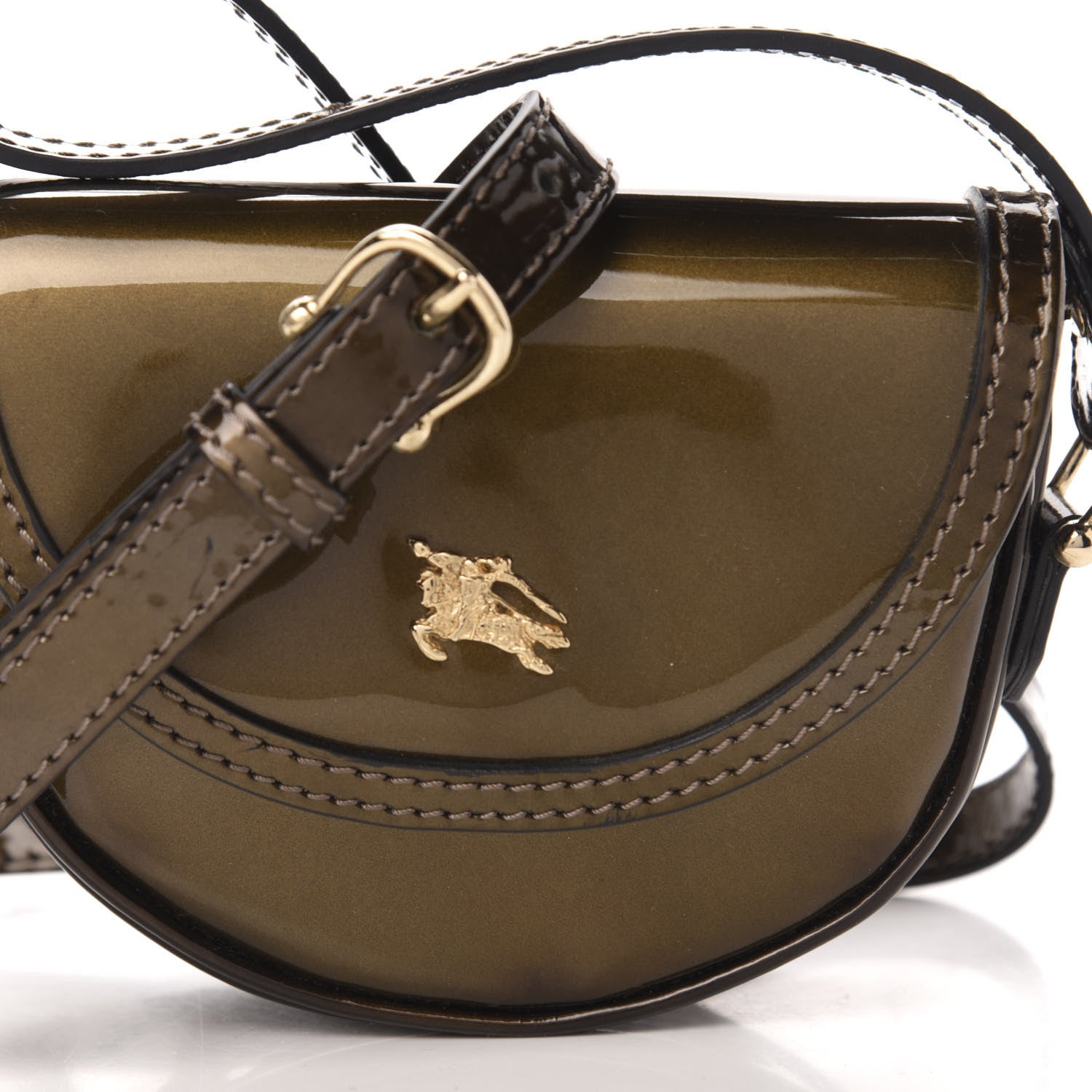 Burberry Patent Calfskin Georgie Mini Crossbody Bag Dark Nickel 12 of 12