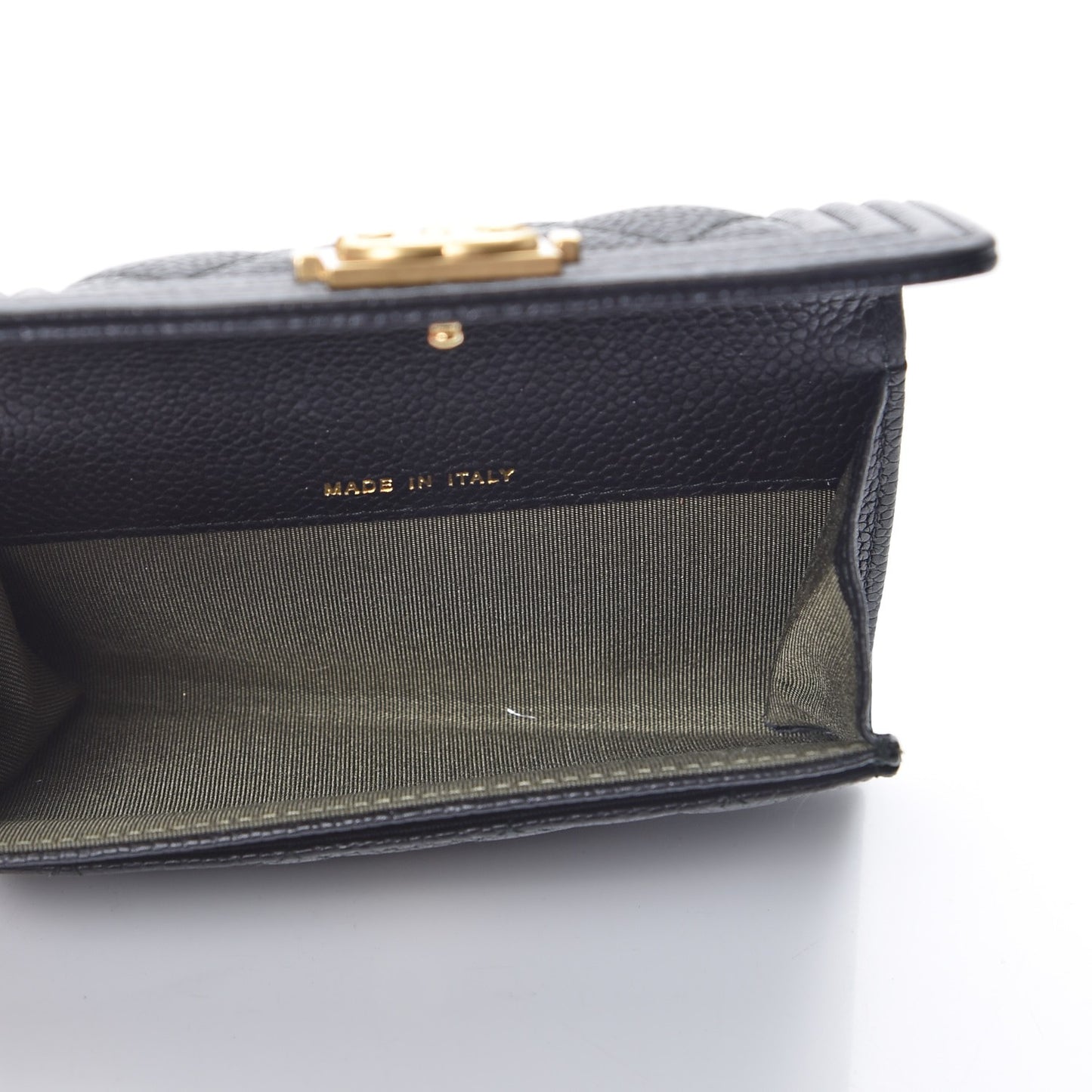 Caviar Quilted Boy Flap Card Holder Black